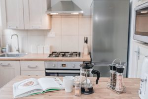 Kitchen prepared for property photos